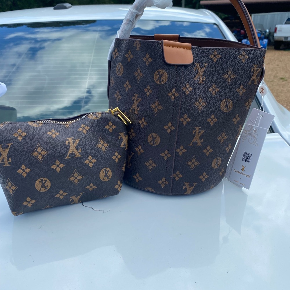 Luxury Brown Patterned Shoulder Bag Set